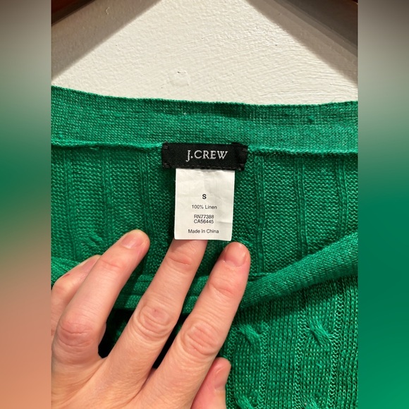 J. Crew Vibrant Green Cable Knit Sweater linen fall  clean simple Christmas - Picture 6 of 11